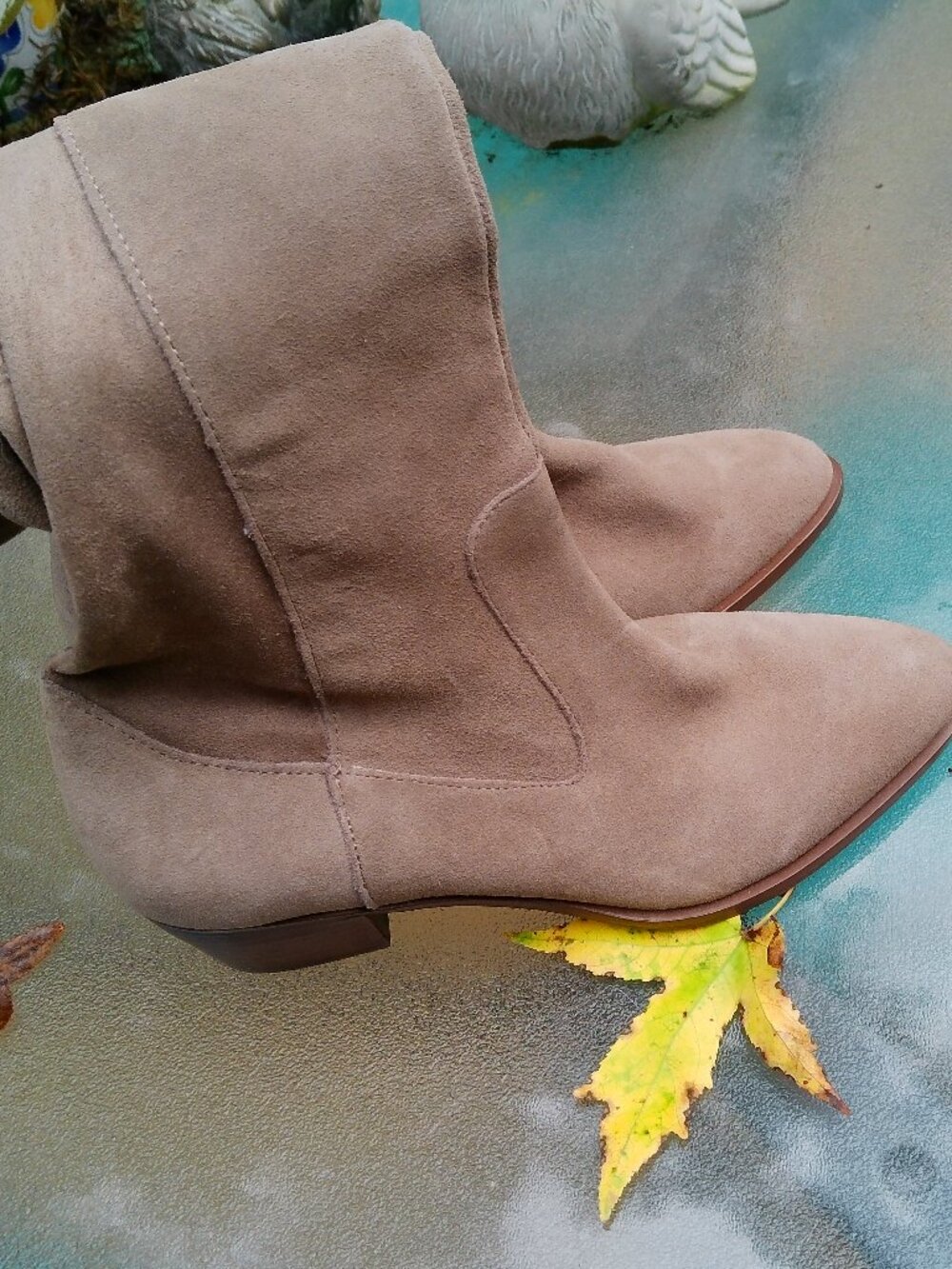 Sole Society Taupe Suede Heeled Boots